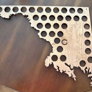 Wooden Maryland Beer Cap Map